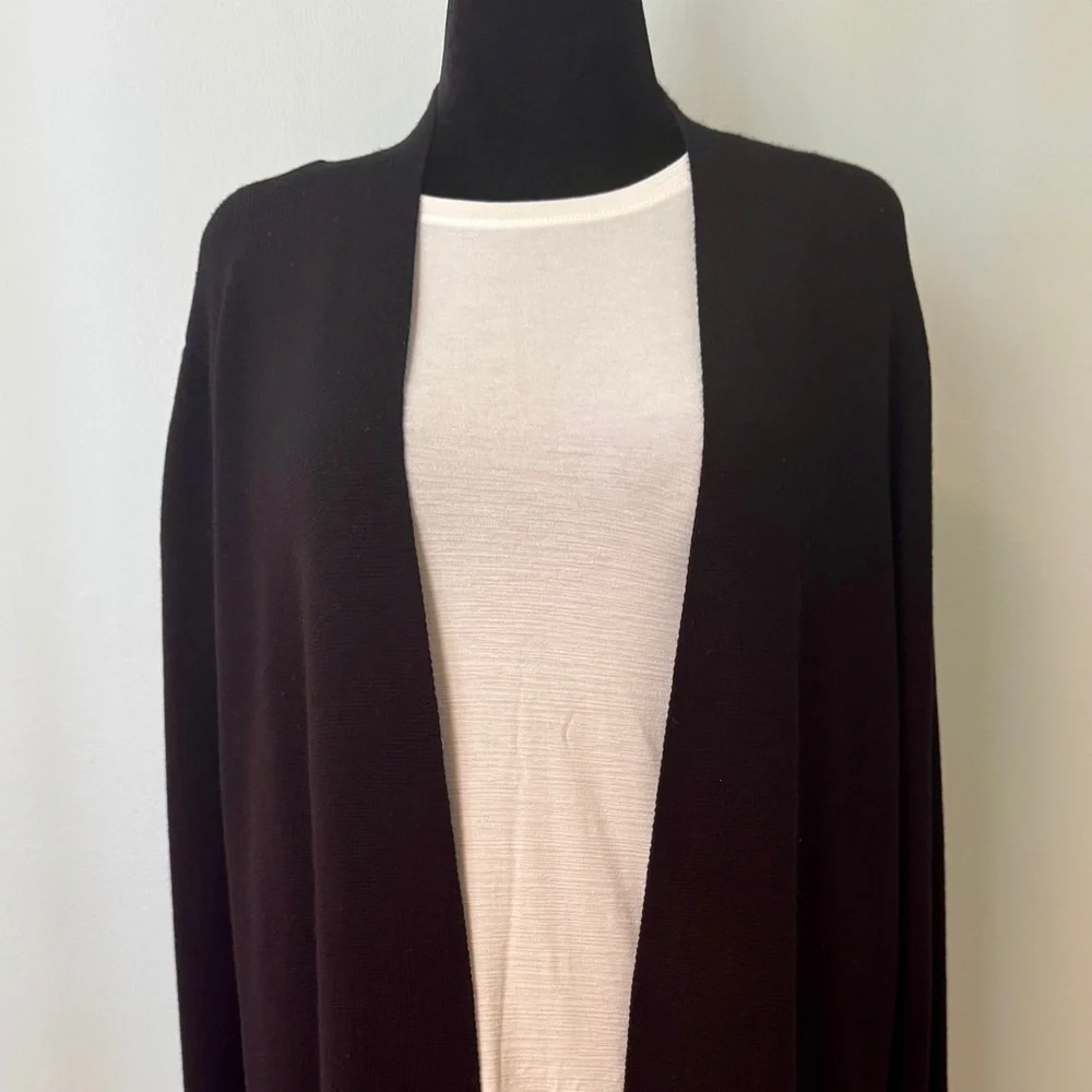 Cyrus Black Open Front Long Cardigan Size: Large - Picture 2 of 7